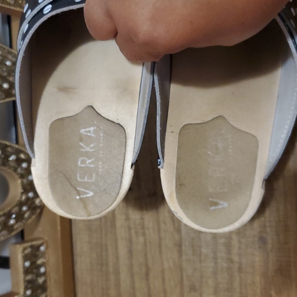 VERKA Women's Wooden Black Pokadots Clogs from Sweden - LEDIG Sz 8-8.5 - Picture 9 of 14